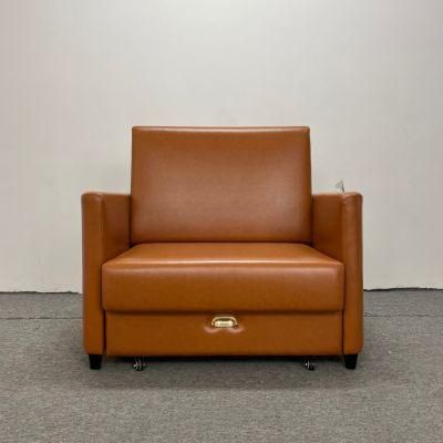 Orange Microfiber Leather Customized Multifunctional Sofa Bed