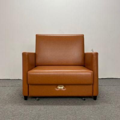 Orange Microfiber Leather Customized Multifunctional Sofa Bed