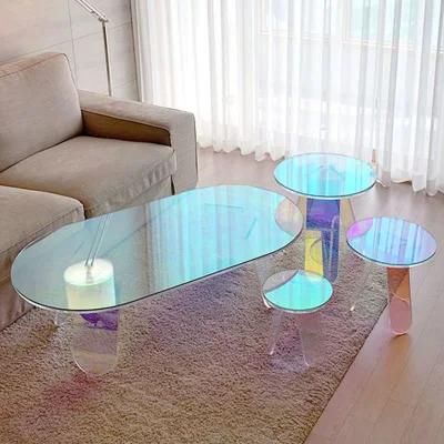 Fashion Iridescent Colorful Modern Dining Desk TV Side Living Room Tea Acrylic Coffee Table