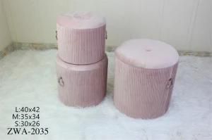 Romantic Pink Round Velvet Storage Stool