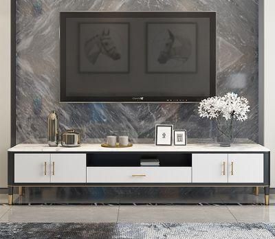 Luxury Living Room Furniture Corner Metal Legs Display Marble TV Cabinet Stand