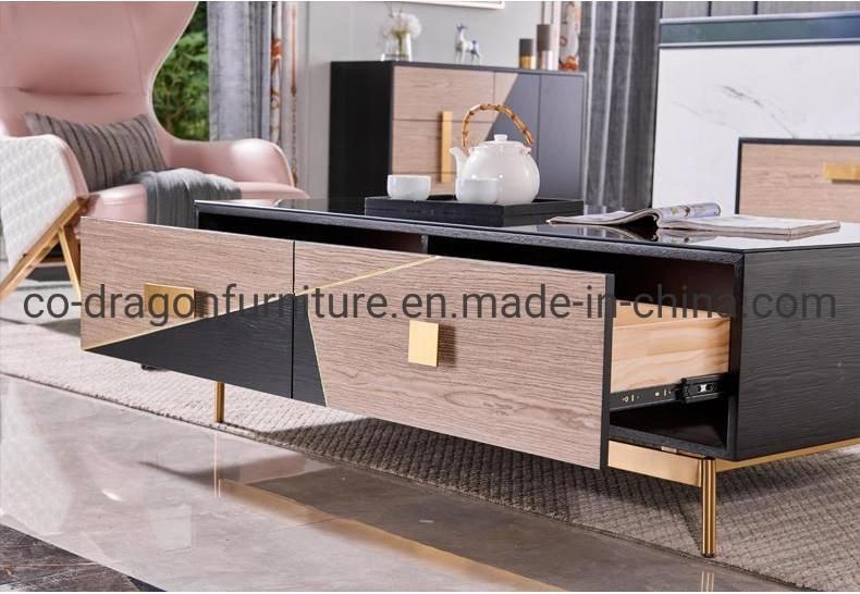 Fashion Living Room Furniture Steel Coffee Table with Marble Top