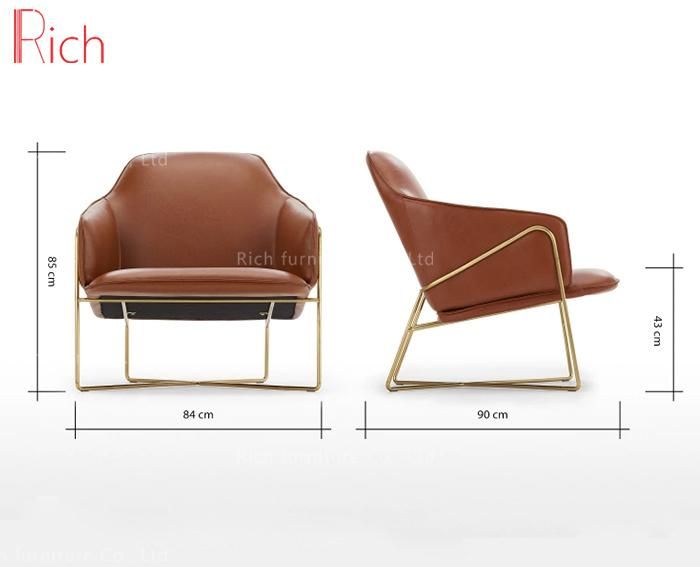 Home Furniture Golden Metal Frame Leather Chair for Living Room