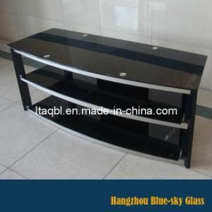 TV Table Glass with Black Painted