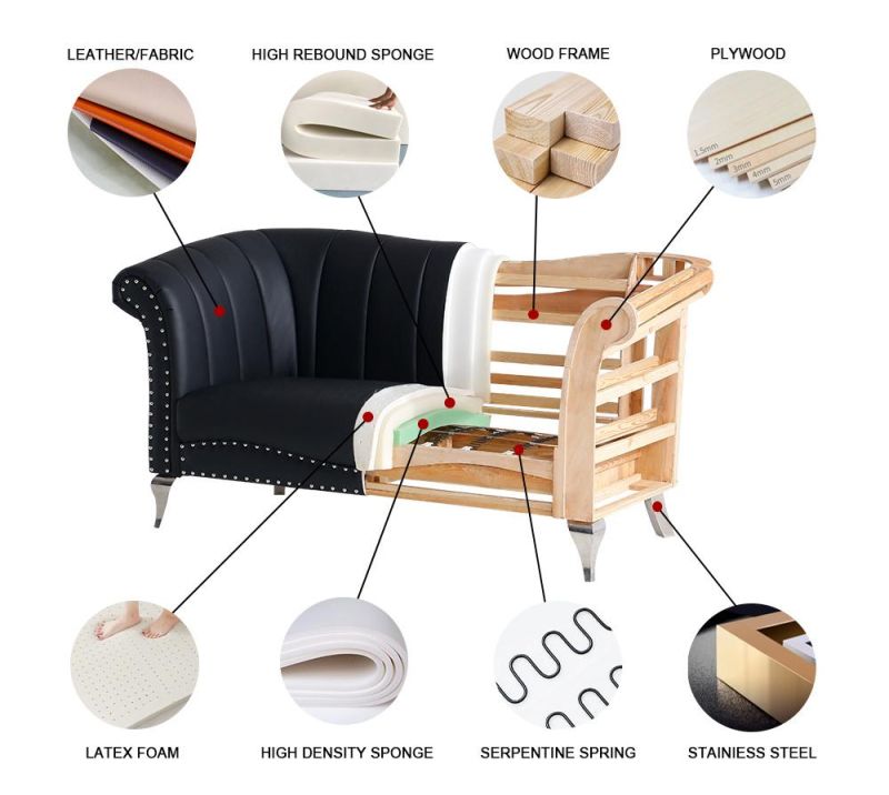 Italian Design Modern Style Home Living Room Furniture Set Leisure Velvet Single Chair with Pillows