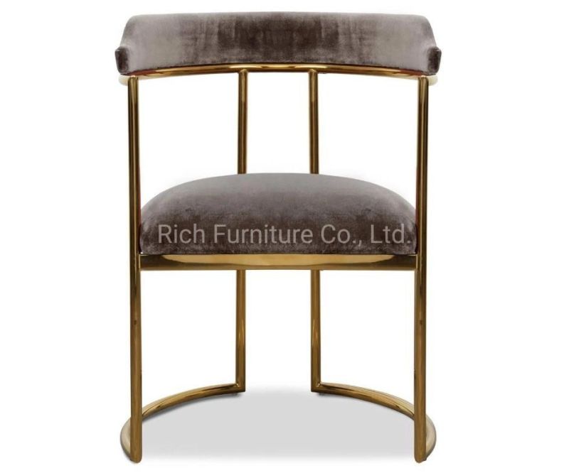 New Nordic Velvet Dining Chair Accent Chair Dark Grey Fabric Tub Chair Leisure for Events