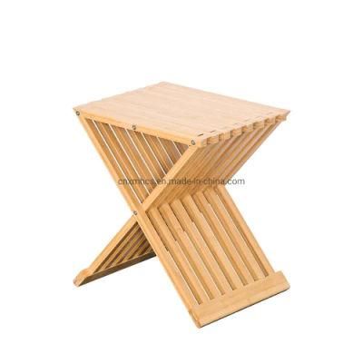 100% Bamboo Small Side Table Corner Plant Stand Wood Bathroom Stool Folding Stool Shower Stool