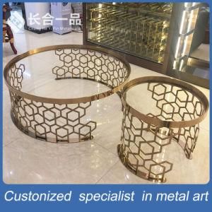 New Style Stainless Steel Mirror Titanium Golden Round Tea Table
