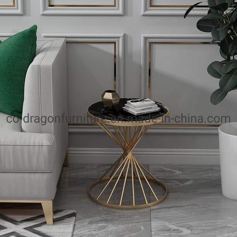 Luxury Gold Steel Side Table with Top for Livingroom Furniture
