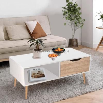 Nordic Living Room Furniture Simple Storage Solid Wood Coffee Table