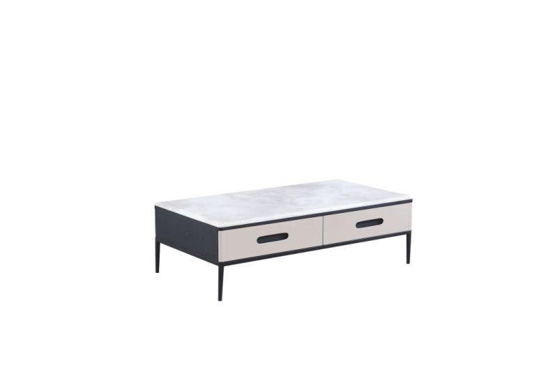 Cj-1059 Coffee Table  //Marble Top /MDF with Oak Veneer/ Metal Coating Base