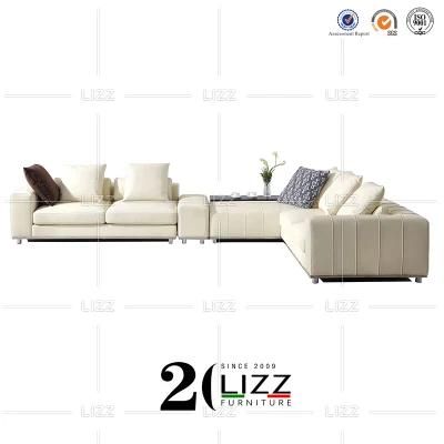 Contemporary Simple Leisure Sectional L Shape Living Room Leather Sofa