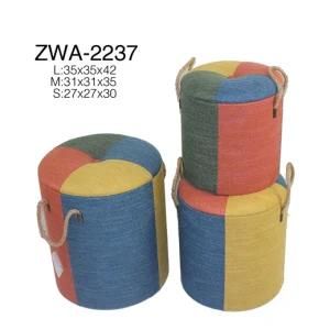 Fashion Multicolor Fabric with Rope Handle - Storage Stool -Chair-Ottoman