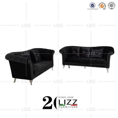 Germany Modern Design Leisure Velvet Lounge Couches Popular Black Fabric High End Sofa
