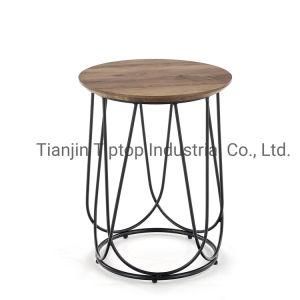 Living Room Tableware Modern Simple Coffee Table Solid Wood Round Coffee Table Iron Leg Brass Coffee Table