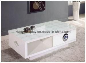 Tea Table with White Color Liquid High Glossy Painting, Coffee Table