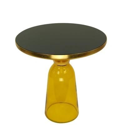 Latest Design Glass Round Top Metal Stainless Steel Gold Color Side Living Room Furniture Tempered Gass Base Art Coffee Table