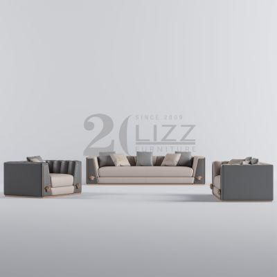 High End Quality European Style Modular Genuine Leather Living Room Furniture Sofa Set 1+2+3