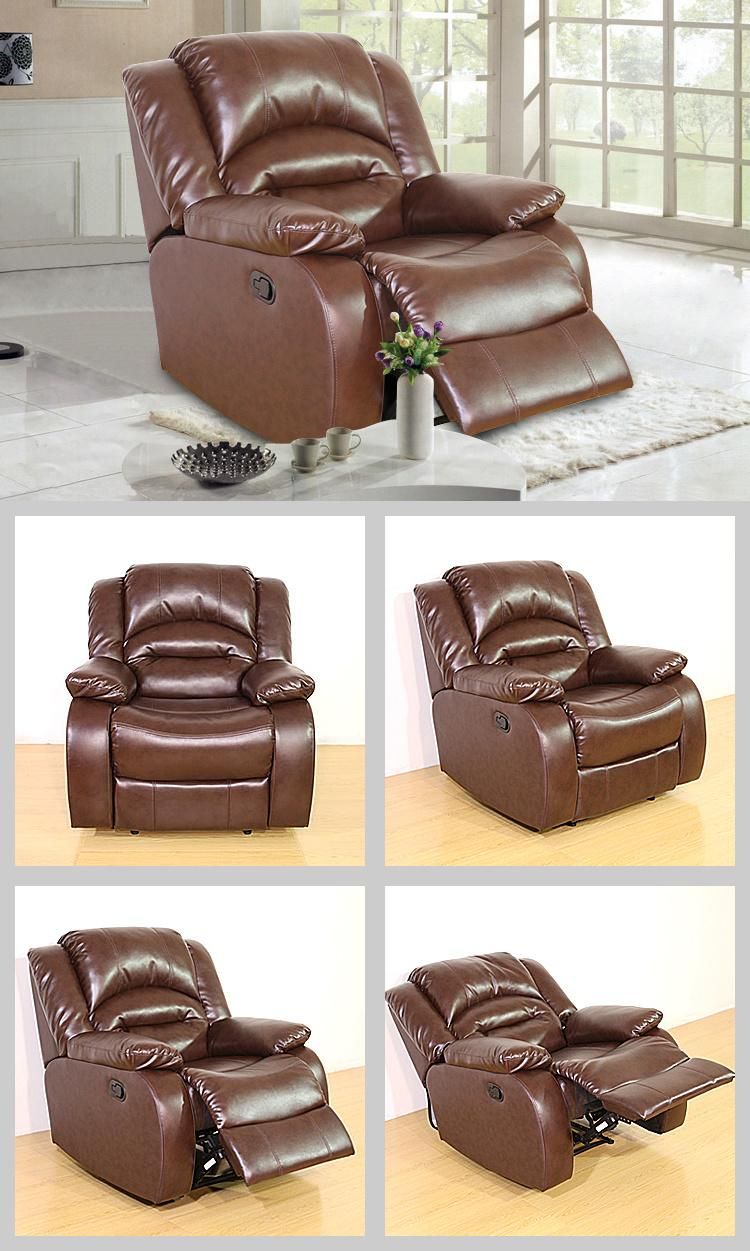 Jky Furniture Modern Design Air Breathable Leather Manual Recliner Sofa Set for (3+2+1) with Over-Filled Cushion and Customizable Drop Down Table