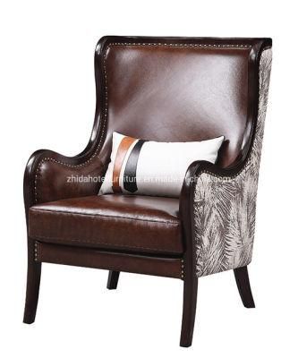Modern Antique Leather Reception Area Hotel Lobby Living Room Chair