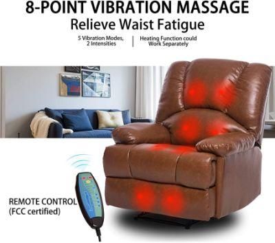 8 Eight Point Massage and Heating Functional Sofa Home Furniture Manual Recliner Sofa Leisure Lazy Single One Seat Sofa Living Room Sofa