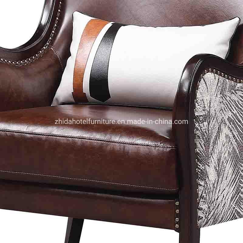 Modern Antique Leather Reception Area Hotel Lobby Living Room Chair