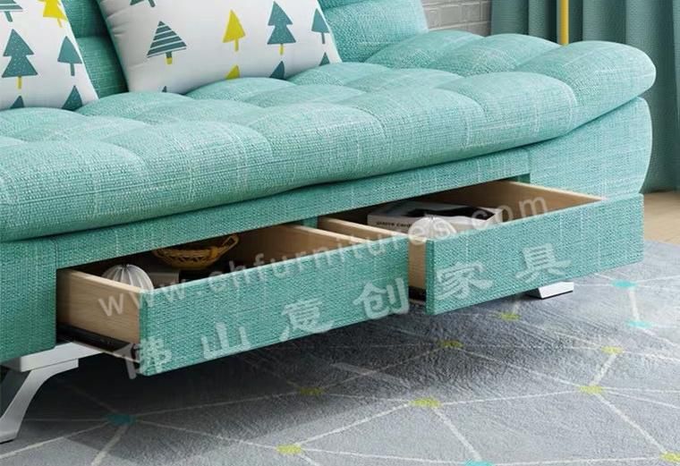 Hyc-Sf10 Dual-Purpose Multifunctional Living Room Simple Modern Double Nordic Fabric Folding Sofa Bed