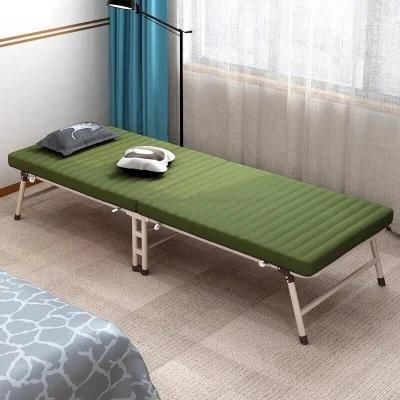 Brown Color 65cm Width Metal Folding Bed with Locked Wheels