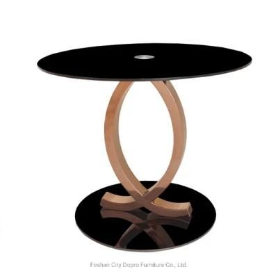 High Quality Stainless Steel Black Tempered Glass Side Table