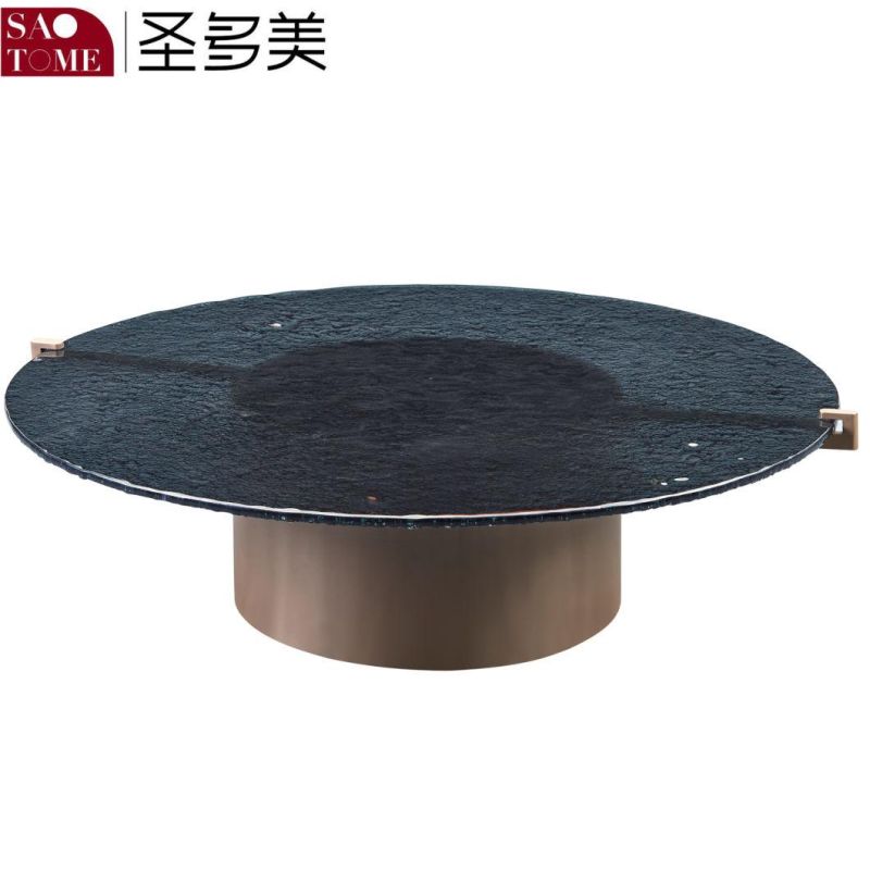 New Design Hotel Living Room Furniture Round Table with Fused Glass Surface and Metal Bottom