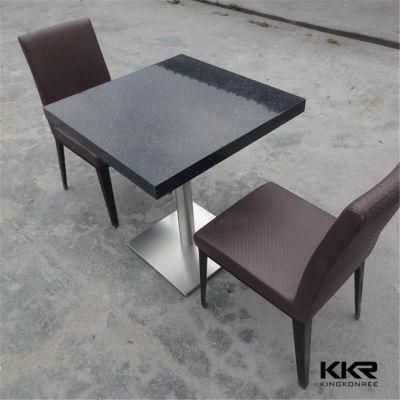 Custom Made Black Square Shape Round Artificial Stone Restaurant Coffee Table 0519