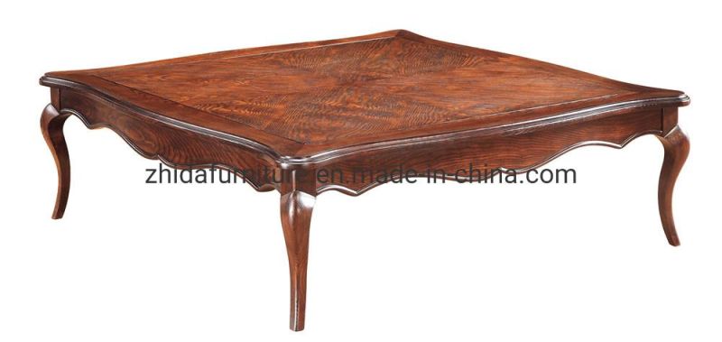 Luxury Ease Middle Style Wooden Square Shape Coffee Table for Hotel Lobby