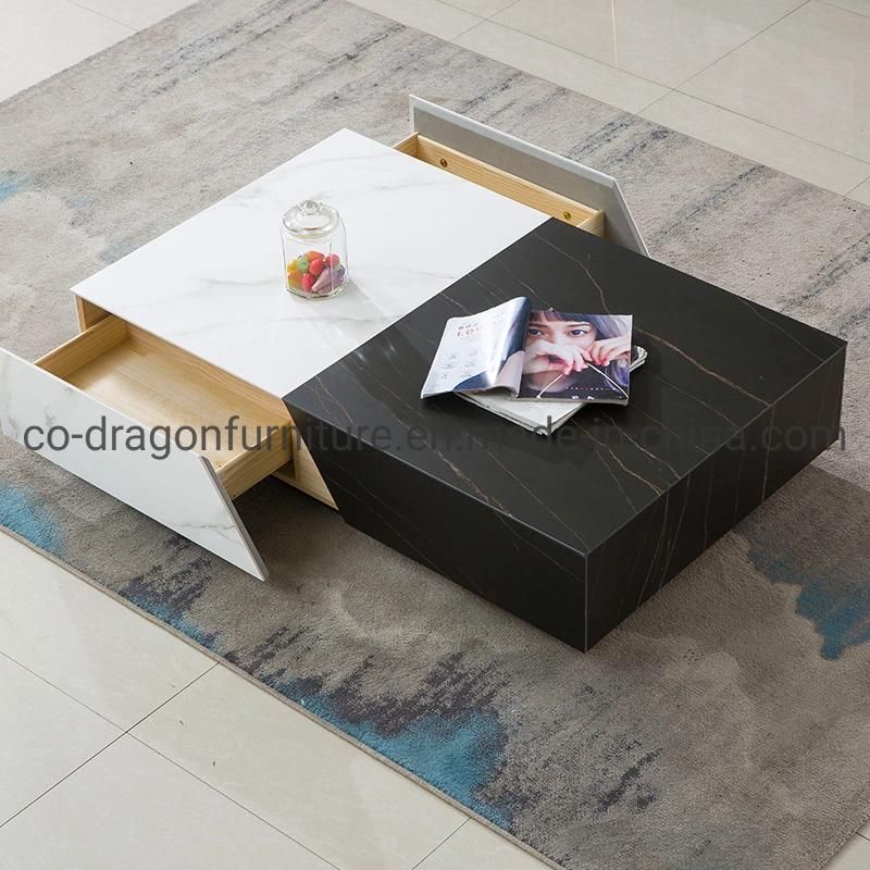 Modern Luxury Rock Plate Coffee Table for Living Room Furniture