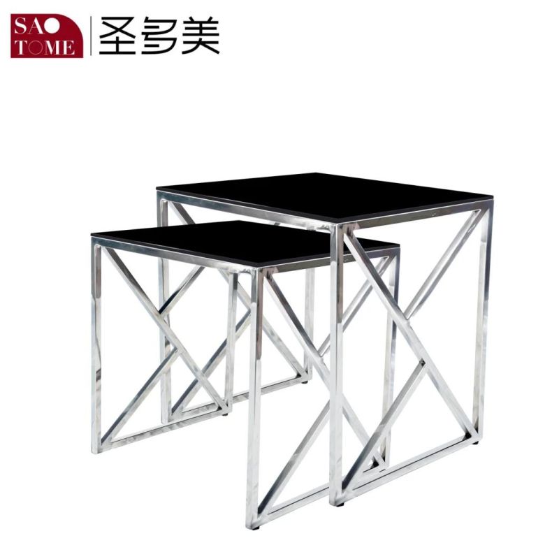 Modern Simple Living Room Furniture Black Two-Story Nest Table