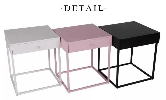 Colorful Modern Nightstand Elegant Bedside Table with Drawer, Metal Legs