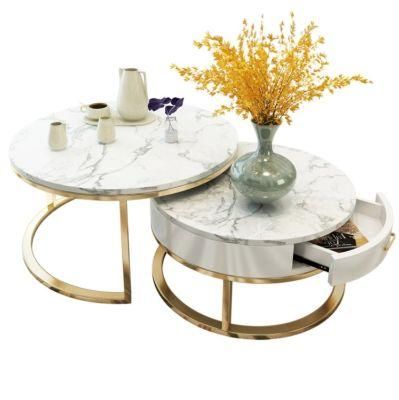 Wholesale Round Marble Top Coffee Table with Metallic Legs