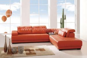 Home Living Room Corner Fabric Leather Sofa (6025#)