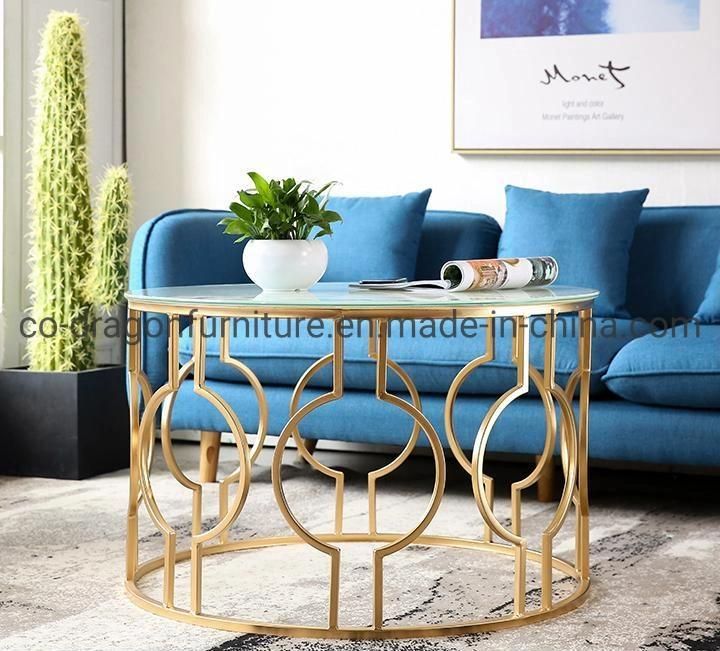 Hot Sale Wholesale Market Steel Coffee Table with Glass Top