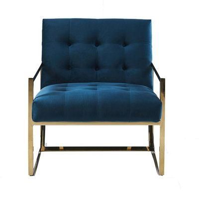 Modern Living Room Stainless Steel Frame Velvet Fabric Sofa Chair