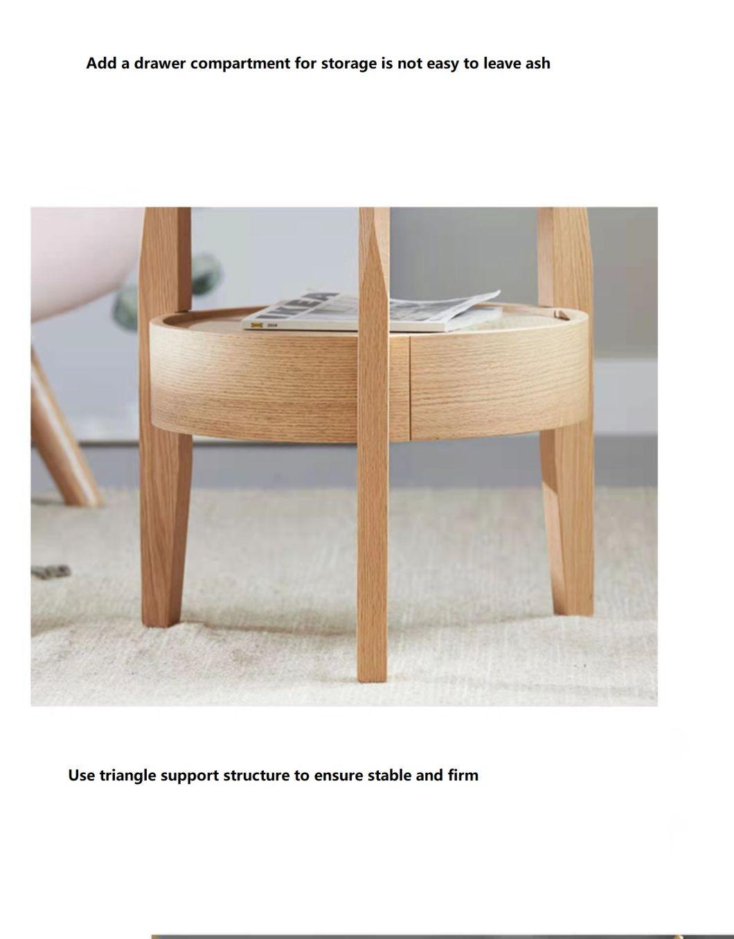 Modern Simple Bedroom Furniture Solid Wood Receptions Round Bedside Table