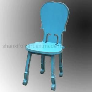 Chinese Antique Reproduction Handpainted Blue Color Dining Chair Official Chair