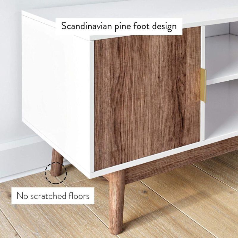 Modern TV Stand TV Cabinet Media Console with Wooden Frame Cabinet Doors
