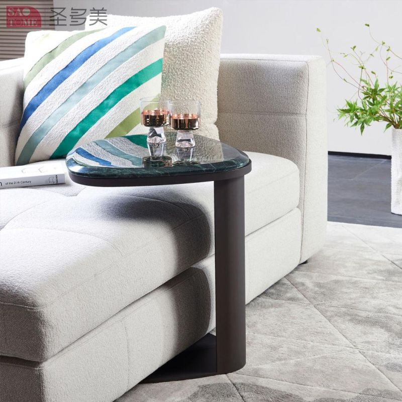 Modern Home Living Room Metal Frame Green Marble Coffee Table