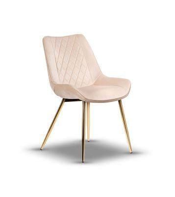 Home Furniture Modern Fabric Velvet Chair Dining Room Gold Chrome Leg Living Room Chair Outdoor Chair