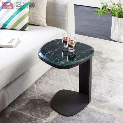 Modern Home Living Room Metal Frame Green Marble Coffee Table