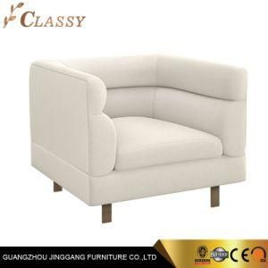 Contemporary Fabric Linen Armchair with Steel Legs for Living Room