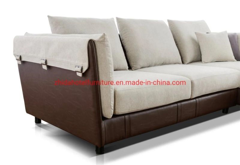 Modern Leather Reception Section Living Room Furniture Sofa with Fabric Leather Cover