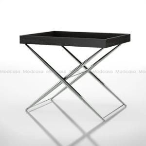Best Sell! ! ! Stylish Simple Wooden / Stainless Steel Trebic Tray Side Table