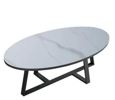 Nova Living Room Furniture Oval Snow Mountain Stone Slate Desktop Coffee Tables