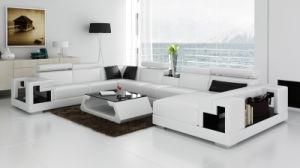 Big Size White and Black Living Room Leather Sofa
